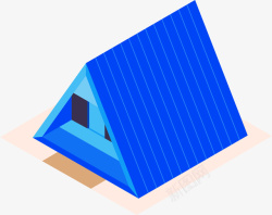 蓝色房子矢量图素材