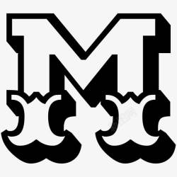 黑色M黑色空心字母M高清图片