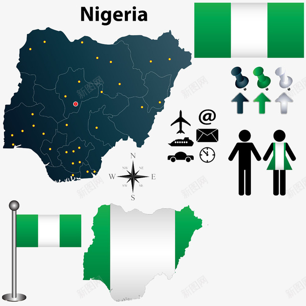 尼日利亚国旗地图png免抠素材_新图网 https://ixintu.com 国旗 地图 尼日利亚 绿色