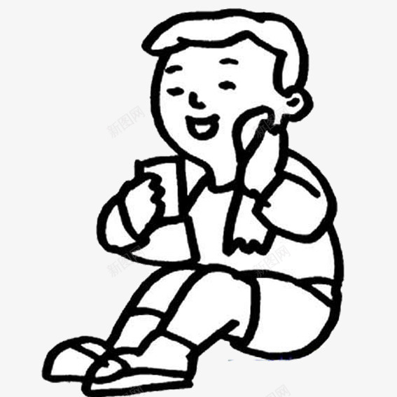 儿童坐姿男孩图标png_新图网 https://ixintu.com 儿童坐姿 坐在地上 手绘 男孩 碰着脸 黑白色