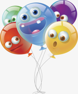 卡通表情彩色气球矢量图素材