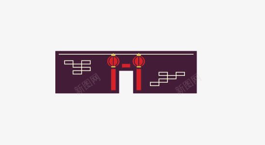 扁平png免抠素材_新图网 https://ixintu.com 中国风 扁平设计 红帷幔