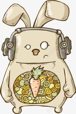 戴耳机的卡通兔子素材