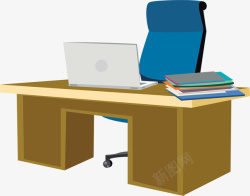 办公桌与办公文件矢量图素材
