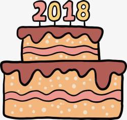 彩色2018新年蛋糕素材
