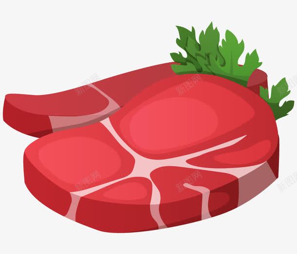 手绘的肉和菜叶png免抠素材_新图网 https://ixintu.com 卡通 手绘 肉 菜叶