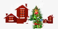 房子和圣诞树素材