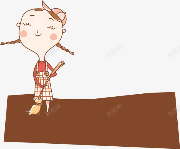 可爱卡通插图擦地板的小女孩png免抠素材_新图网 https://ixintu.com 卡通人物 卡通插图 可爱 小女孩 拖把 擦地板