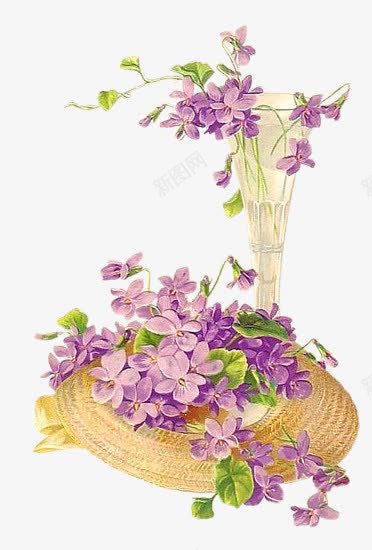 花卉png免抠素材_新图网 https://ixintu.com 玻璃瓶 紫色 花卉
