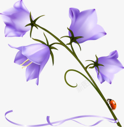 蓝色甲壳虫卡通植物花朵装饰高清图片