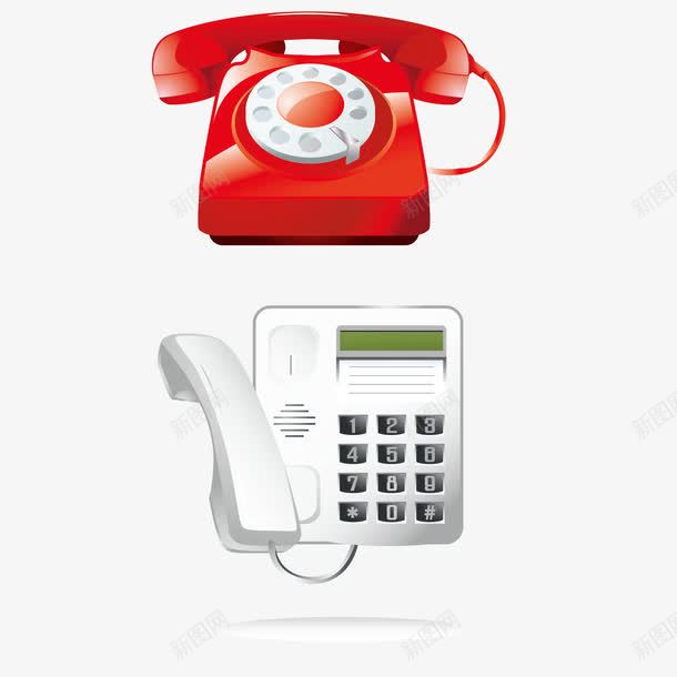 红色白色电话机png免抠素材_新图网 https://ixintu.com 电话机 白色 素材 红色