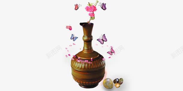 棕色古瓷瓶png免抠素材_新图网 https://ixintu.com 中国风 别致 古典 古朴 瓷瓶