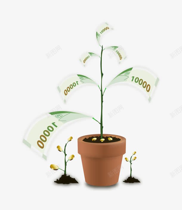 创意钞票树png免抠素材_新图网 https://ixintu.com 创意 希望 树 种子 钞票