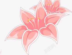 粉色卡通水彩花朵装饰素材