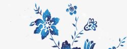 中国风蓝色手绘植物素材