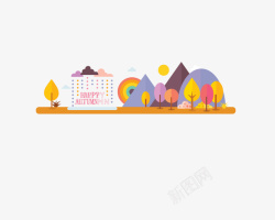 秋天风景矢量图素材