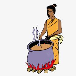 做饭的女性煮饭的中东妇女高清图片