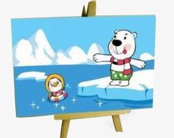 南极熊在冬泳素材