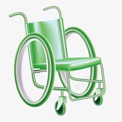 卡通绿色轮椅素材
