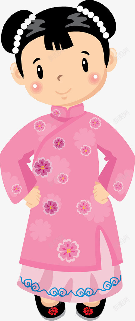 穿着粉红色旗袍的女孩png免抠素材_新图网 https://ixintu.com 创意 卡通 商务 女孩 手绘 旗袍 简约 粉红色