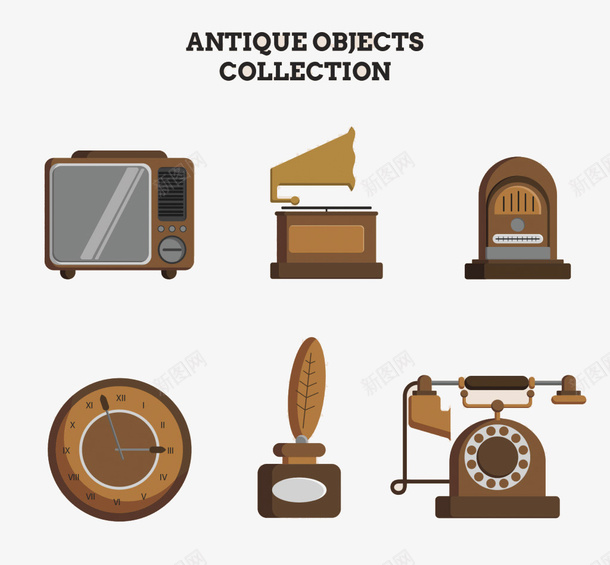 复古电器矢量图eps免抠素材_新图网 https://ixintu.com 复古 棕色 电器 装饰 矢量图