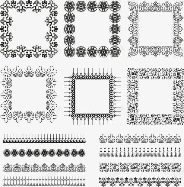 复古分隔栏花边png免抠素材_新图网 https://ixintu.com 复古分隔栏 欧式分隔栏 欧式边框 矢量素材