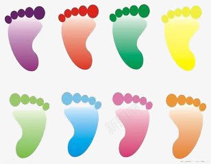 脚印png免抠素材_新图网 https://ixintu.com 卡通 可爱 橙色 紫色 红色 绿色 脚印 黄色