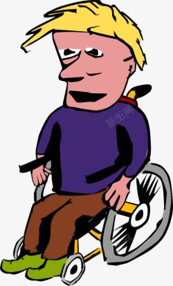 坐轮椅的卡通男孩素材