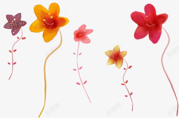 卡通手绘红色花朵png免抠素材_新图网 https://ixintu.com 卡通手绘粉色花朵 可爱花朵 小花朵