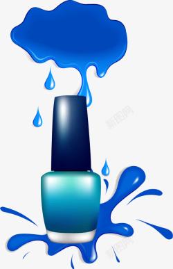 蓝色雨滴指甲油瓶素材