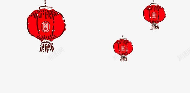 红色手绘灯笼png免抠素材_新图网 https://ixintu.com 年节装饰 手绘 灯笼 红色