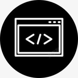 浏览器代码浏览器窗口的代码符号在一圈图标高清图片
