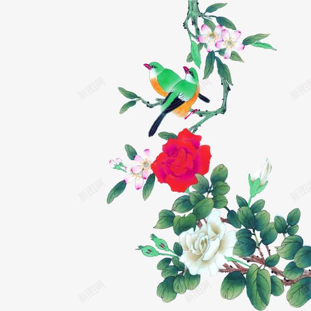 中国画png免抠素材_新图网 https://ixintu.com 中国画 植物 水墨画 鸟