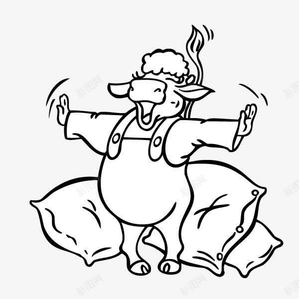 卡通手绘动物牛起床png免抠素材_新图网 https://ixintu.com 动物 卡通 手绘 牛 起床