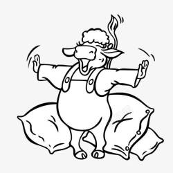 卡通手绘动物牛起床素材