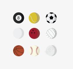 彩色橄榄球棒球九款素材