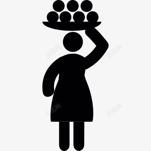 女人带着她的头图标png_新图网 https://ixintu.com 人 女 妇女 强 托盘 水果 球