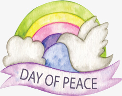 和平日手绘彩虹和平鸽海报矢量图高清图片