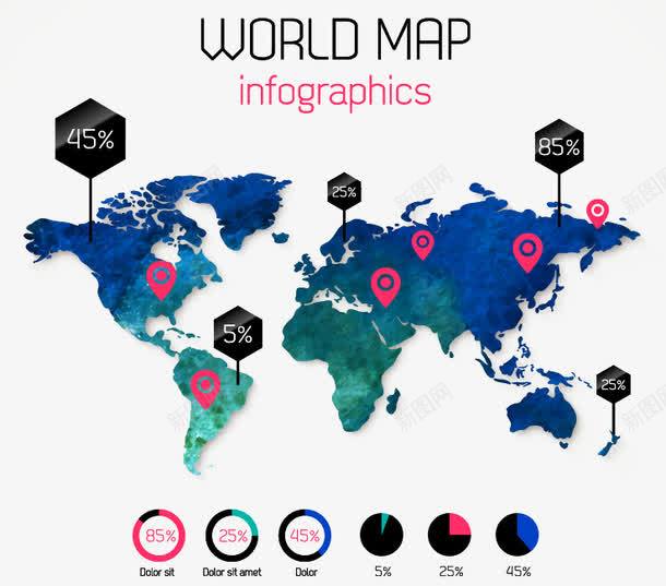 世界地图png免抠素材_新图网 https://ixintu.com 地图 地理 大陆 蓝色