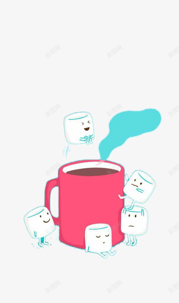 糖块小人与咖啡png免抠素材_新图网 https://ixintu.com 创意设计 卡通手绘 咖啡 糖块