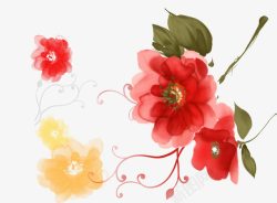 手绘创意合成红色的花卉植物素材