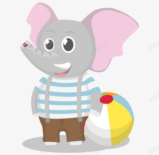 卡通手绘玩球可爱小象png免抠素材_新图网 https://ixintu.com 卡通的小象 可爱的小象 玩球的小象 矢量的动物