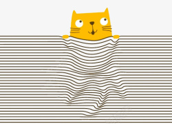 创意隐形线条猫图案素材