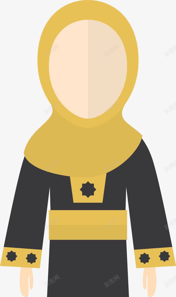 黄色穆斯林女性png免抠素材_新图网 https://ixintu.com 伊斯兰 免抠PNG 女性 穆斯林 装饰图案 黄色