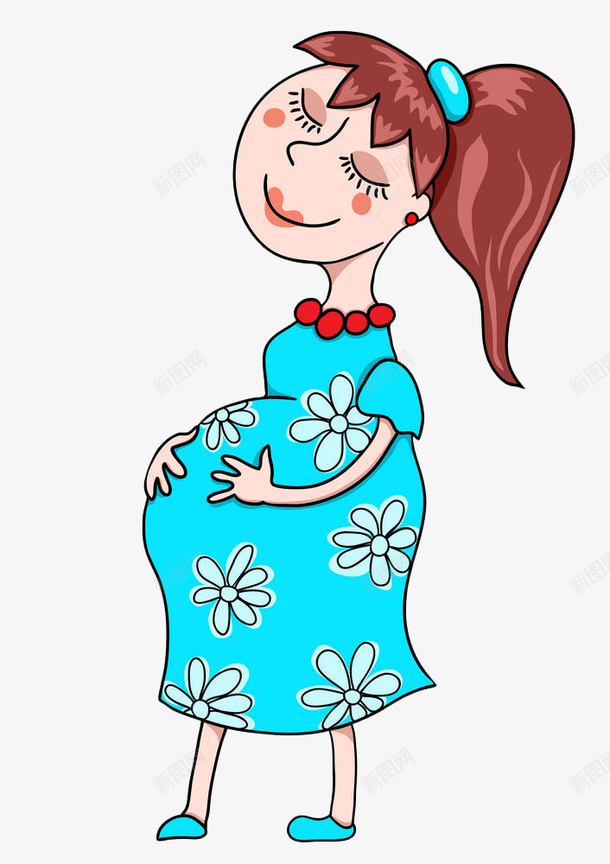 手绘孕妇png免抠素材_新图网 https://ixintu.com 卡通 女人 女性 孕妇 宝妈 手绘 水彩 长发