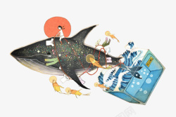 水彩母亲节装饰素材卡通创意鱼高清图片