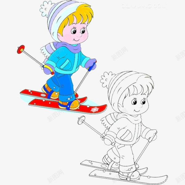 卡通小孩滑雪png免抠素材_新图网 https://ixintu.com 卡通 小人 小孩 滑雪 素材
