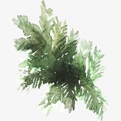 绿色水彩装饰树叶素材