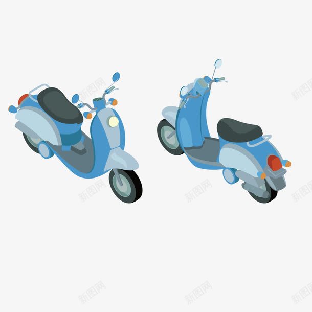 蓝色摩托车png免抠素材_新图网 https://ixintu.com 交通 出行 卡通 扁平化 摩托车 蓝色 轮子