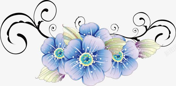 蓝色水墨花朵装饰png免抠素材_新图网 https://ixintu.com 水墨 花朵 花纹 蓝色